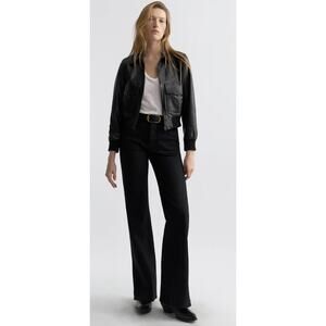 Nili Lotan Florence Flare Jeans Black Japanese Denim Size 24